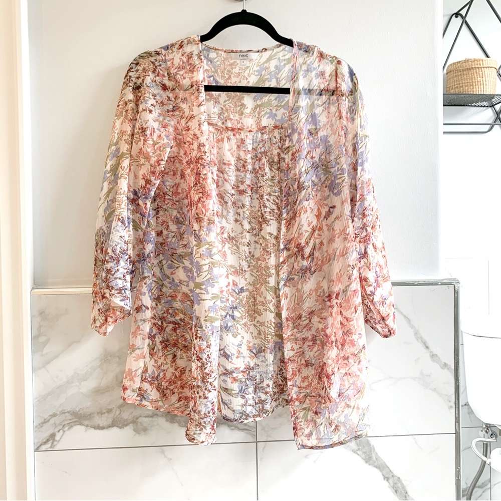 Next Open Vintage Floral Blouse. Looses Sleeves. Kimono Style.